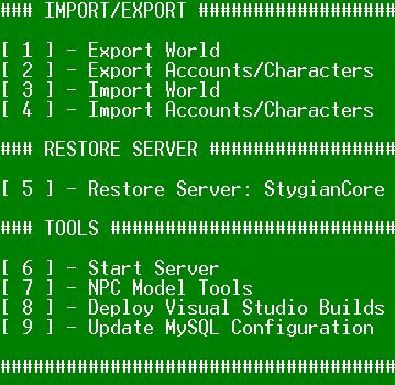 StygianCoreTools Menu